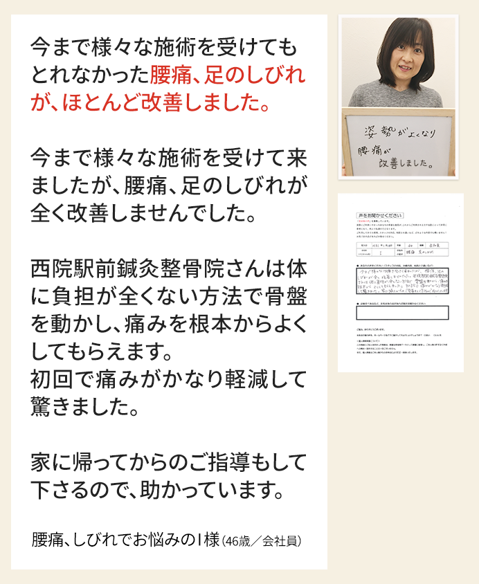 足のしびれでお悩みのY.Y様(45歳/会社員)